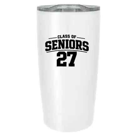 White Class of Seniors 2027 stainless steel tumbler